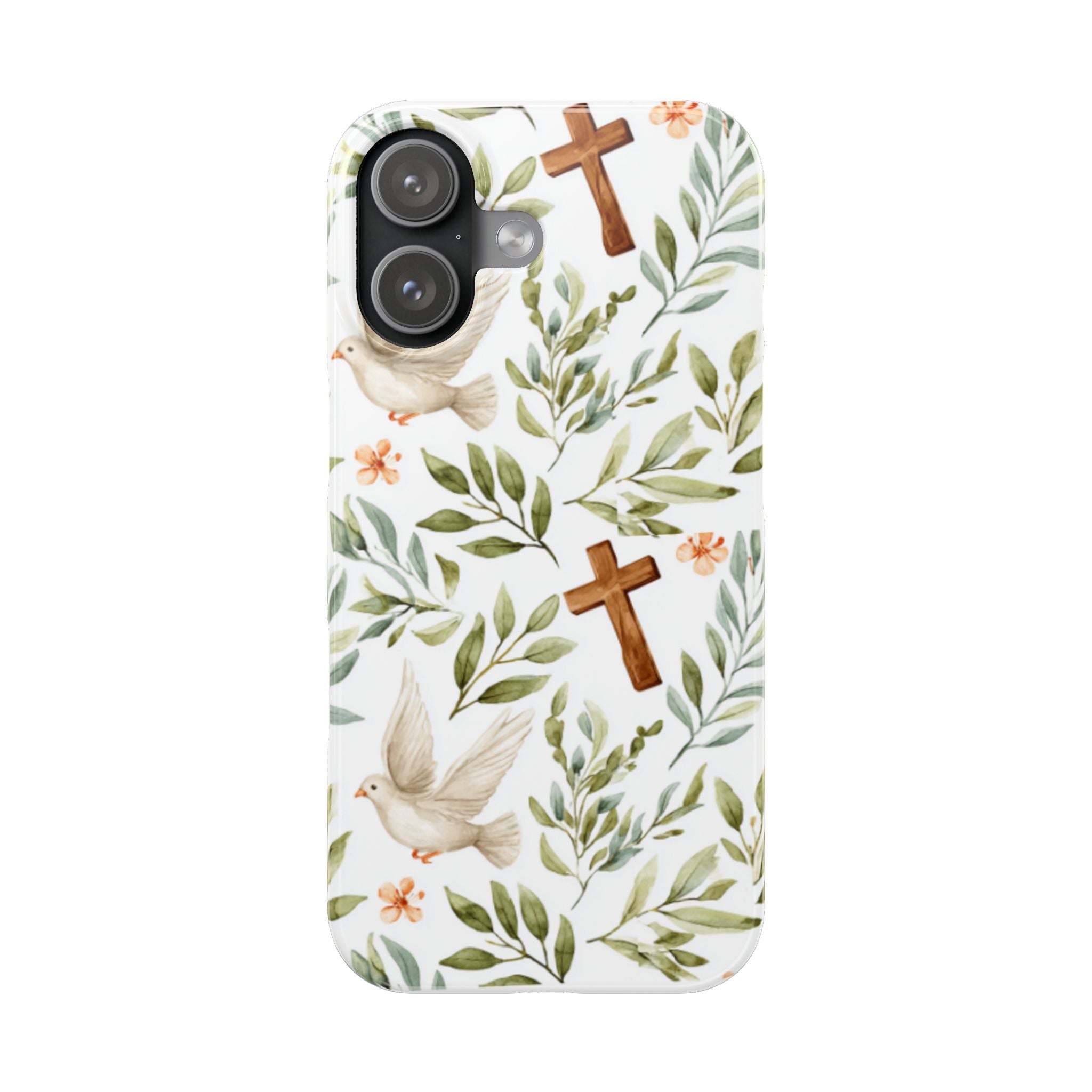 Slim Phone Case — Floral Dove & Cross Christian Design, Bible Verse Gift