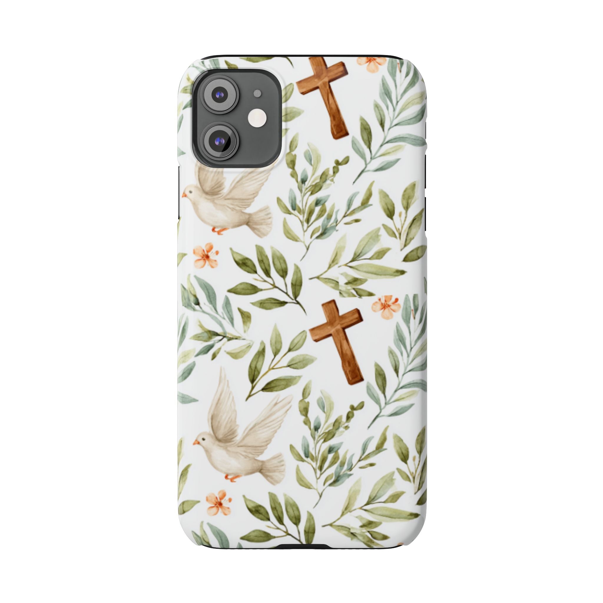Slim Phone Case — Floral Dove & Cross Christian Design, Bible Verse Gift