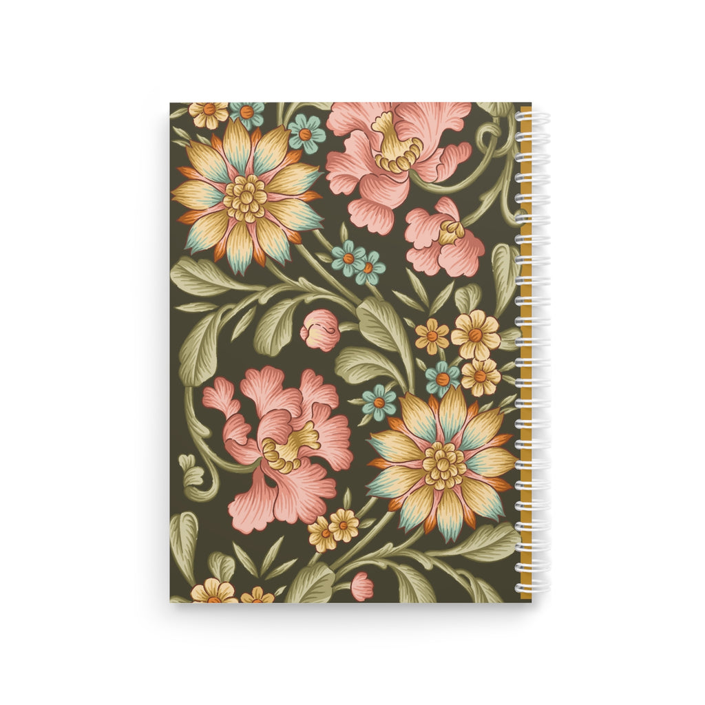Sunday Journal Spiral Notebook — Vintage Floral Notebook for Reflection & Planning