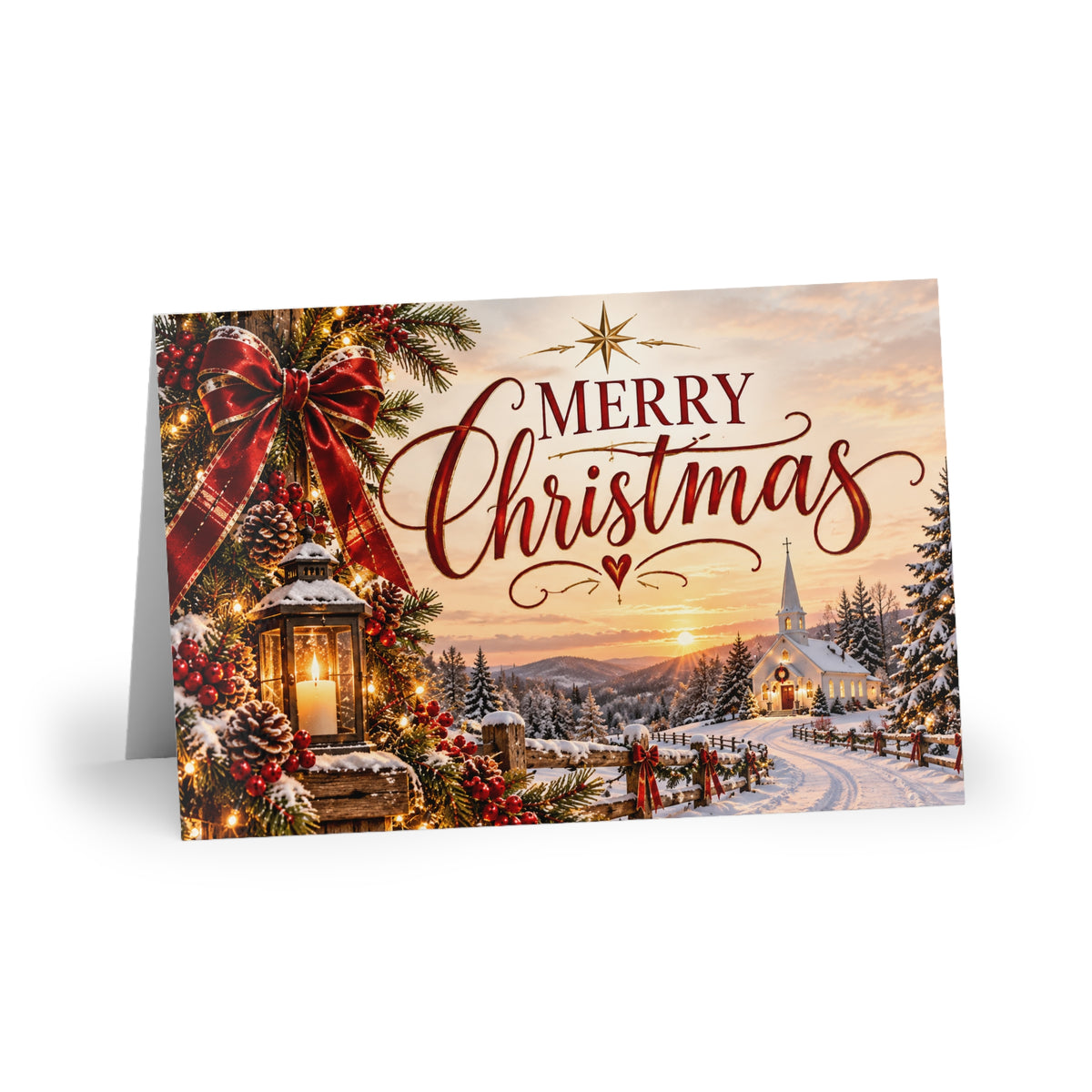 Christmas Greeting Card — Merry Christmas Scenic Village Folded Card (Single or 10-Pack)
