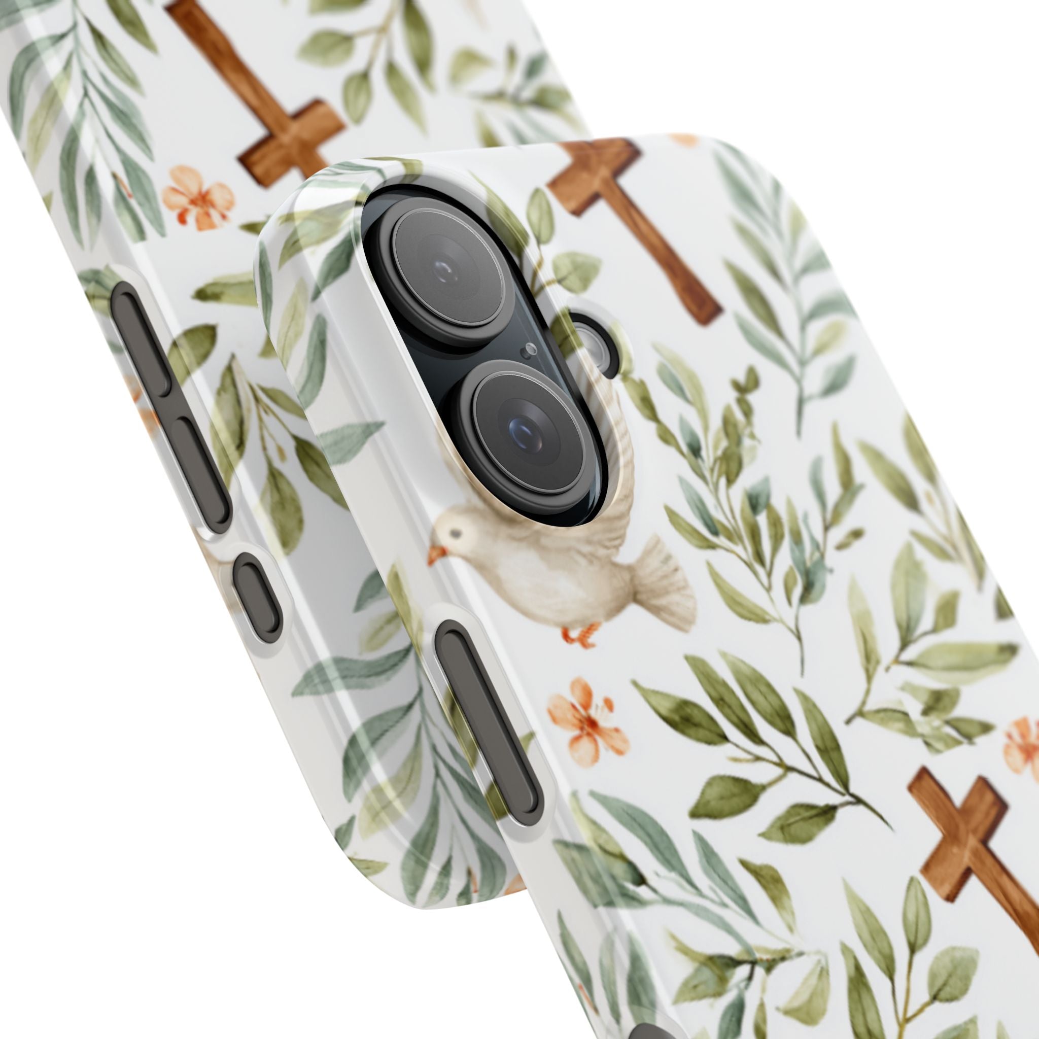Slim Phone Case — Floral Dove & Cross Christian Design, Bible Verse Gift