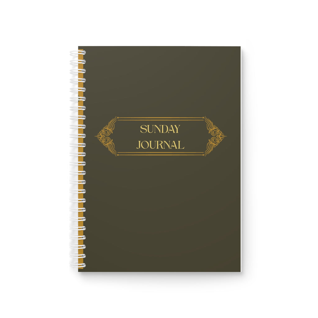 Sunday Journal Spiral Notebook — Vintage Floral Notebook for Reflection & Planning