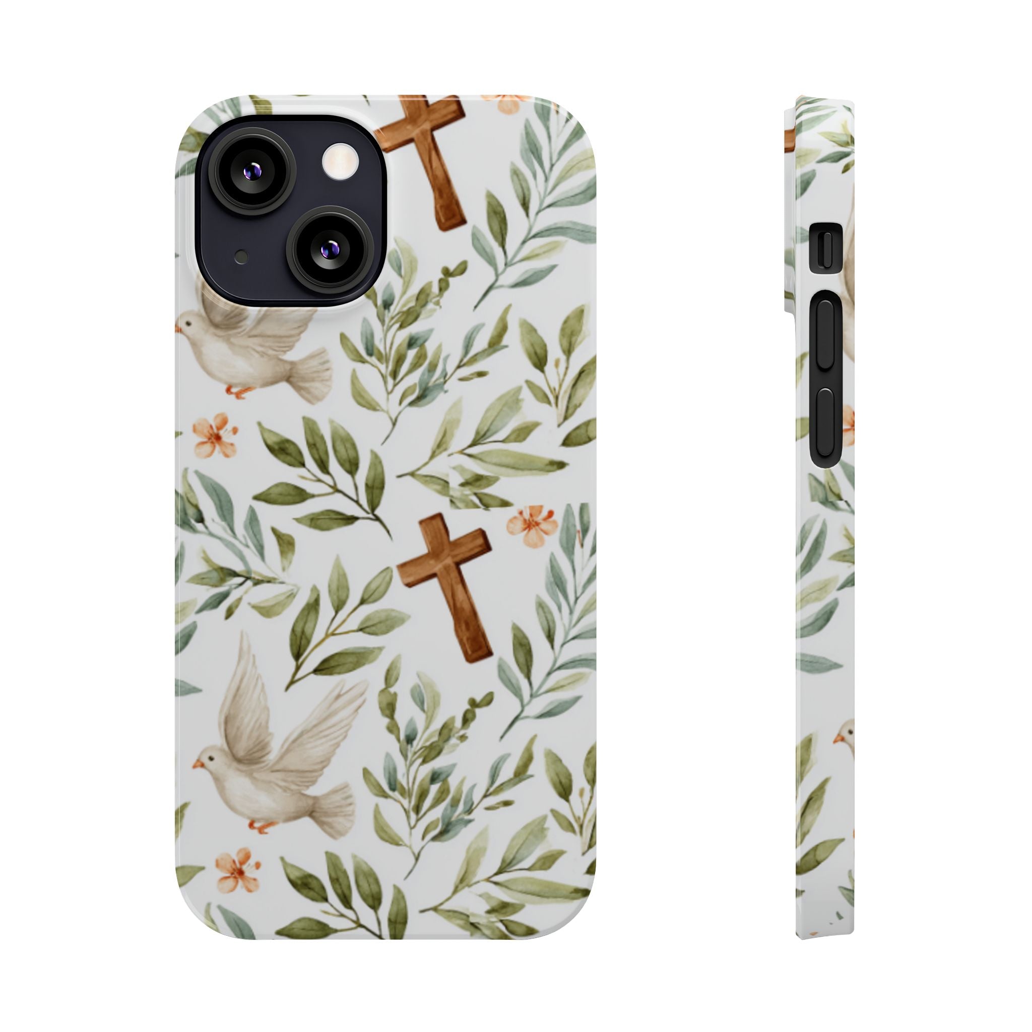 Slim Phone Case — Floral Dove & Cross Christian Design, Bible Verse Gift
