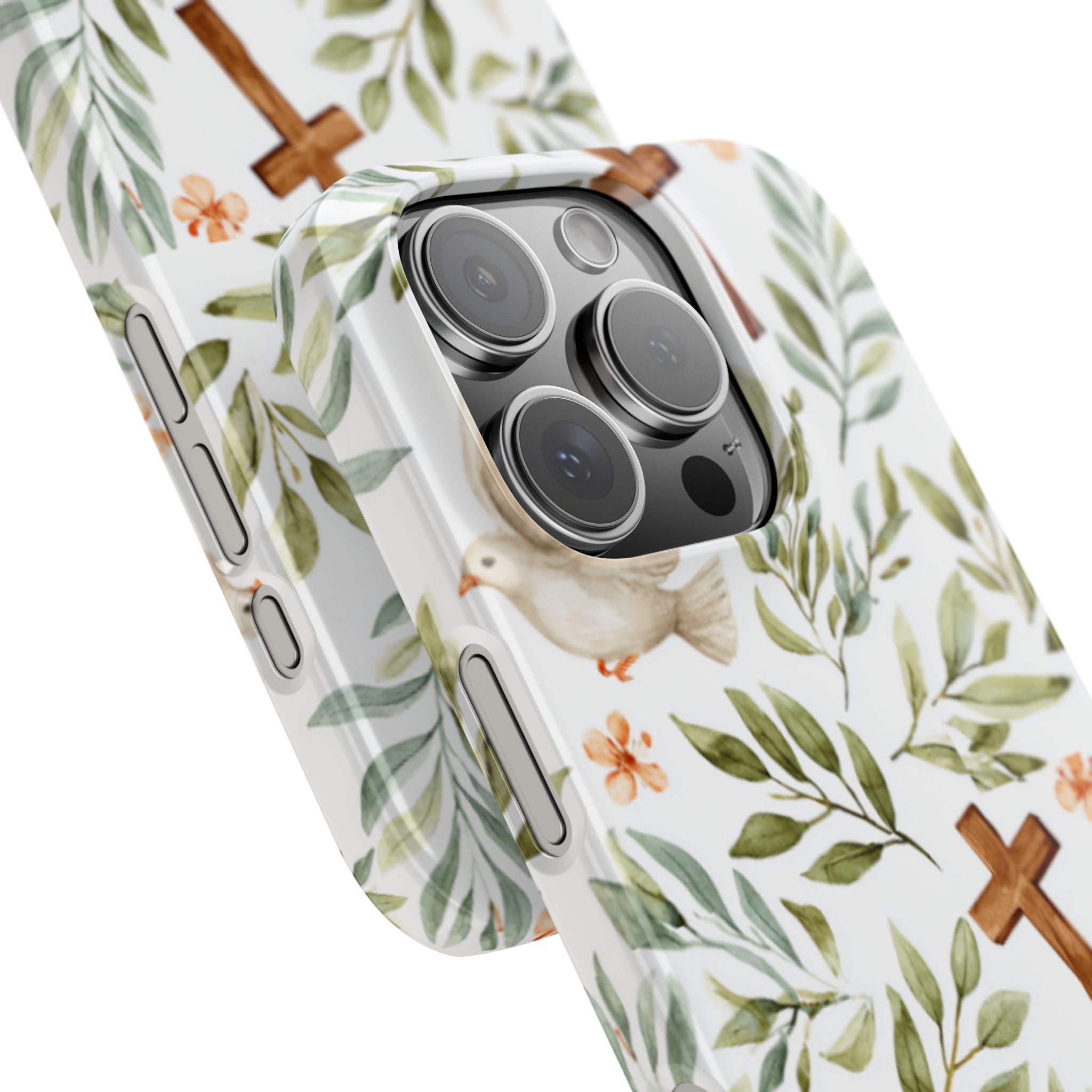 Slim Phone Case — Floral Dove & Cross Christian Design, Bible Verse Gift