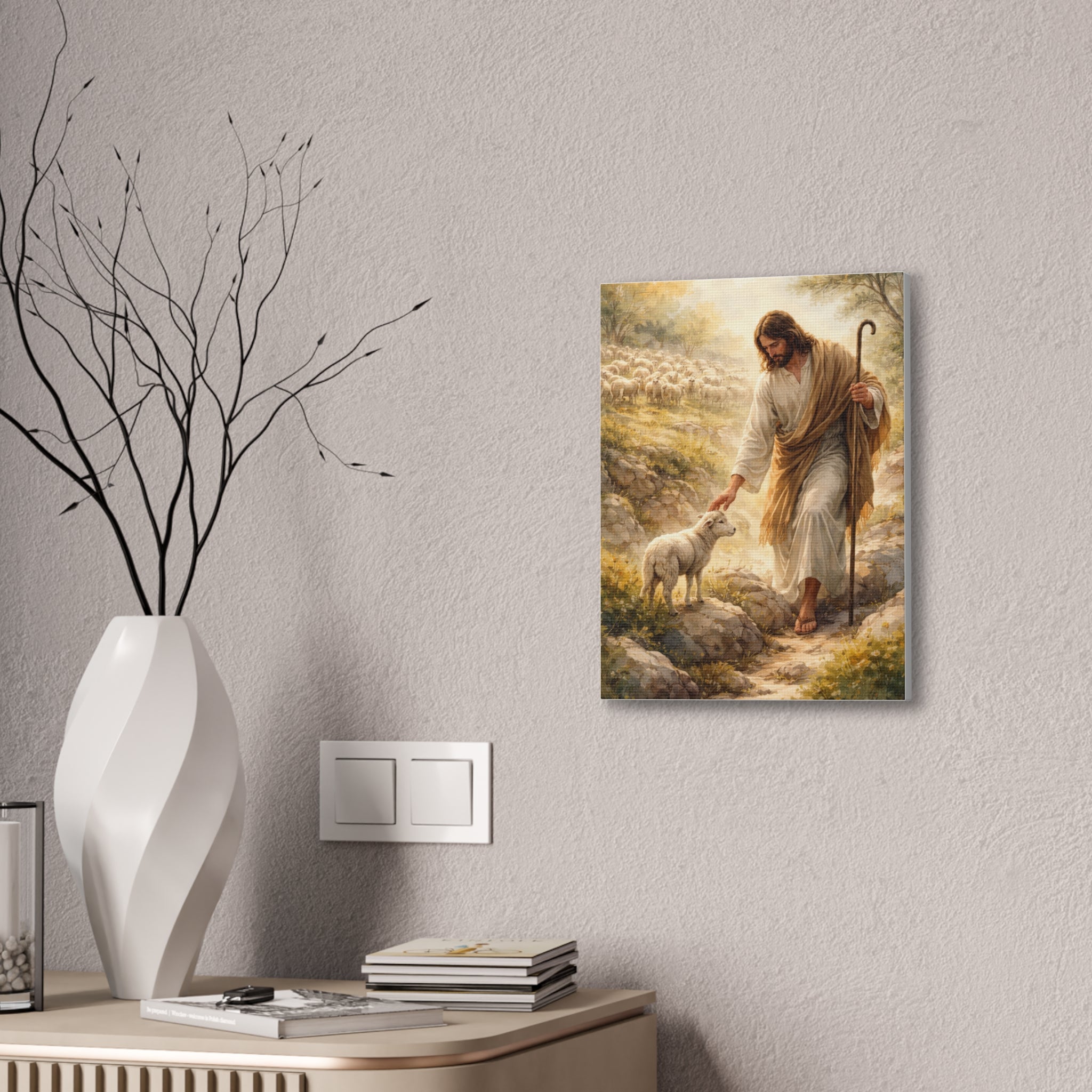 Jesus the Good Shepherd Canvas Wall Art – Christian Religious Home Decor