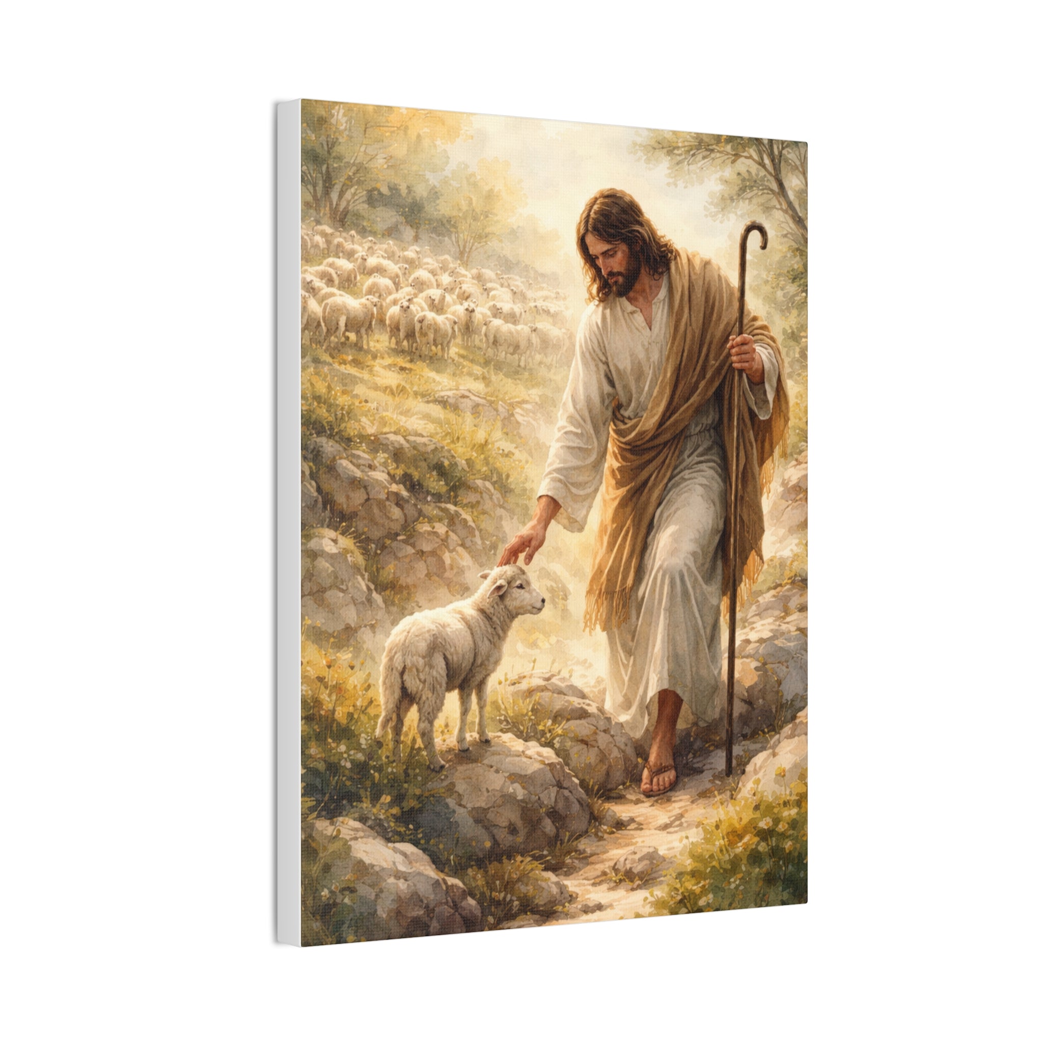 Jesus the Good Shepherd Canvas Wall Art – Christian Religious Home Decor