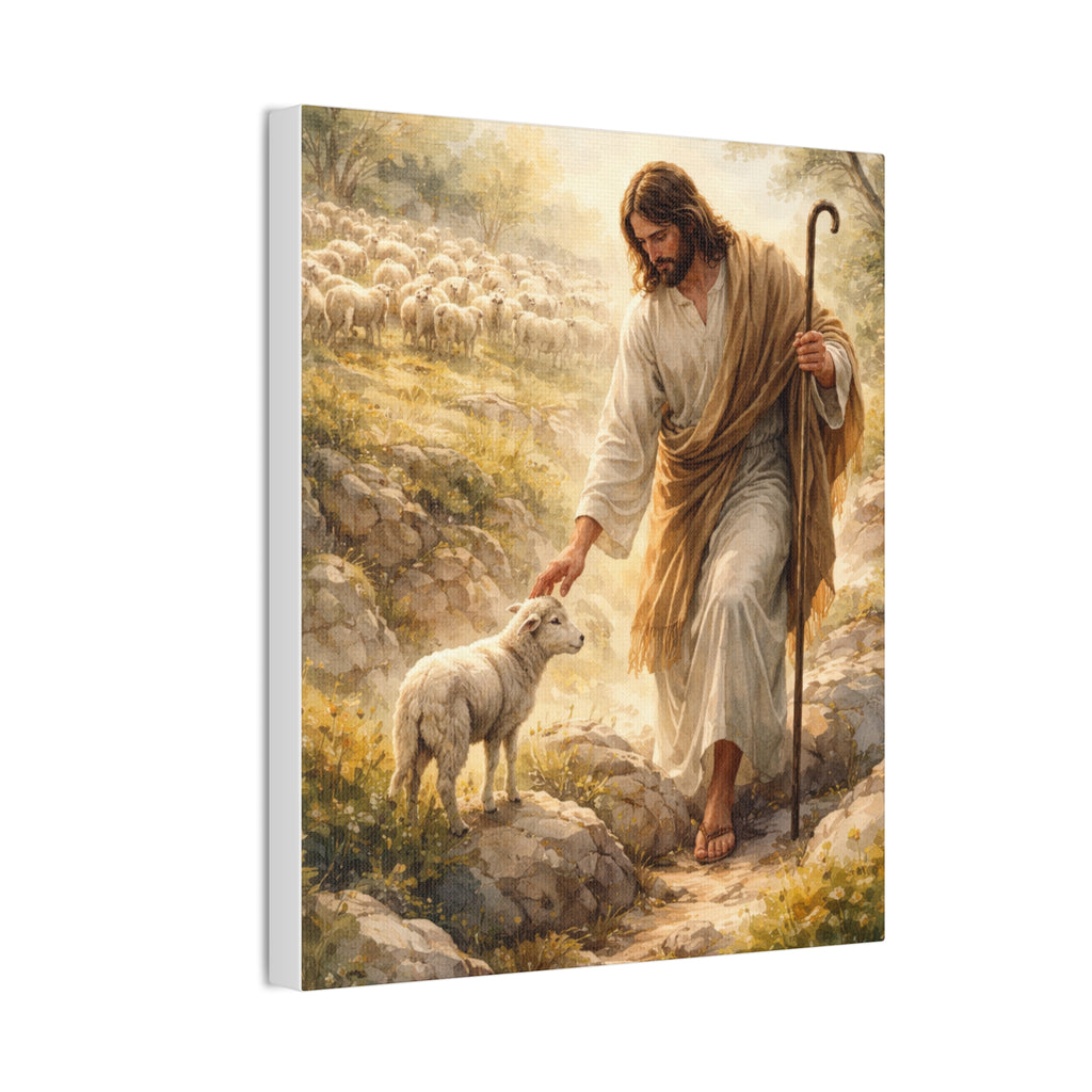Jesus the Good Shepherd Canvas Wall Art – Christian Religious Home Decor