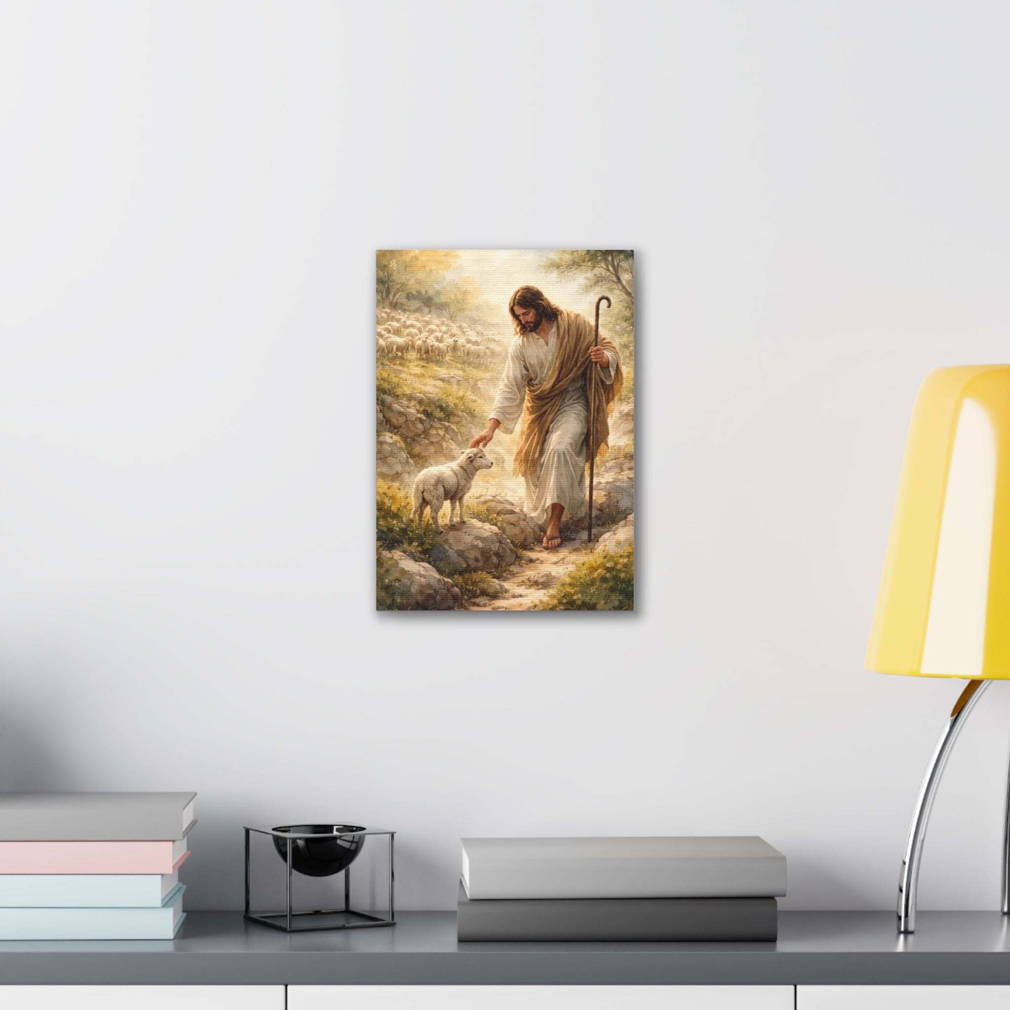 Jesus the Good Shepherd Canvas Wall Art – Christian Religious Home Decor