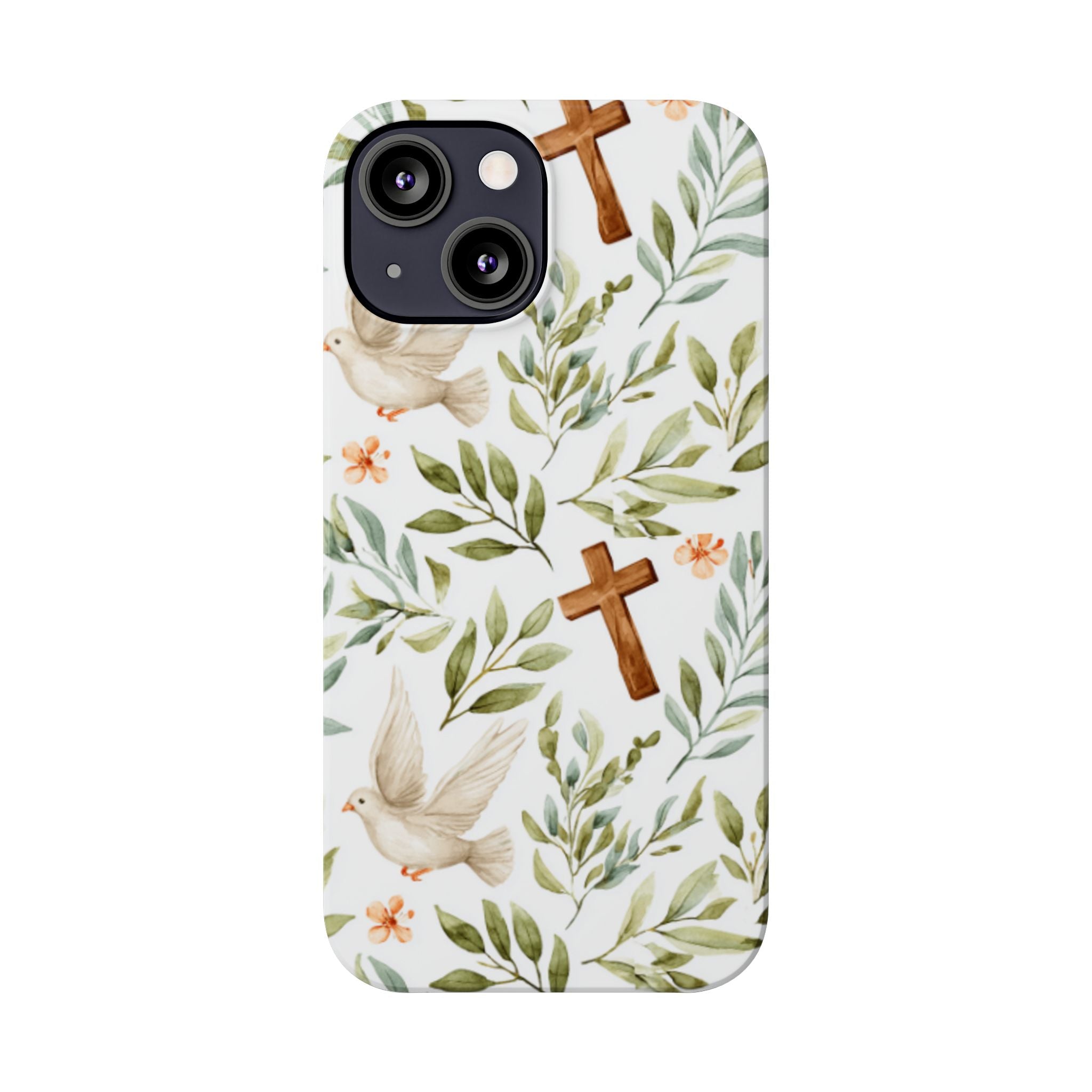 Slim Phone Case — Floral Dove & Cross Christian Design, Bible Verse Gift