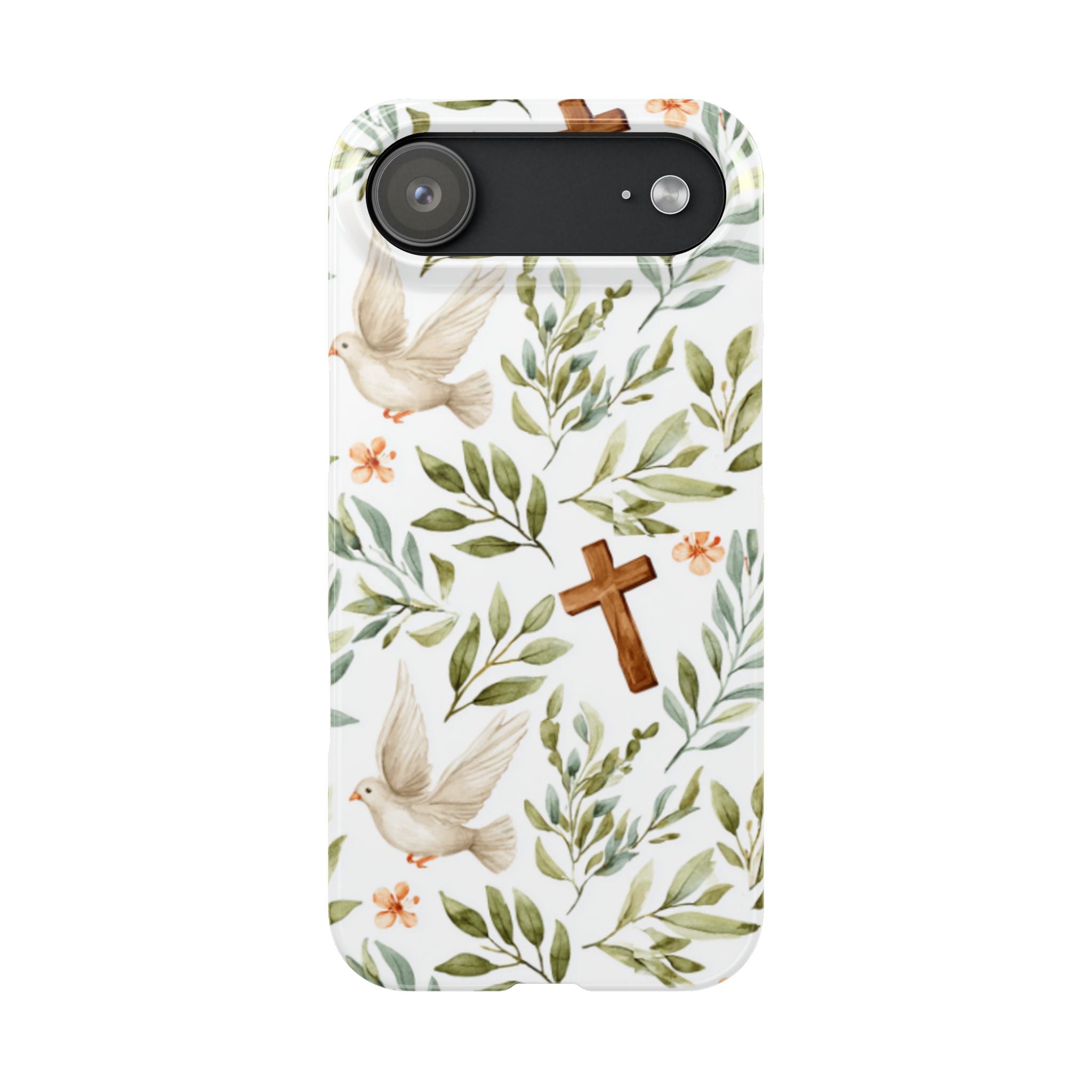 Slim Phone Case — Floral Dove & Cross Christian Design, Bible Verse Gift