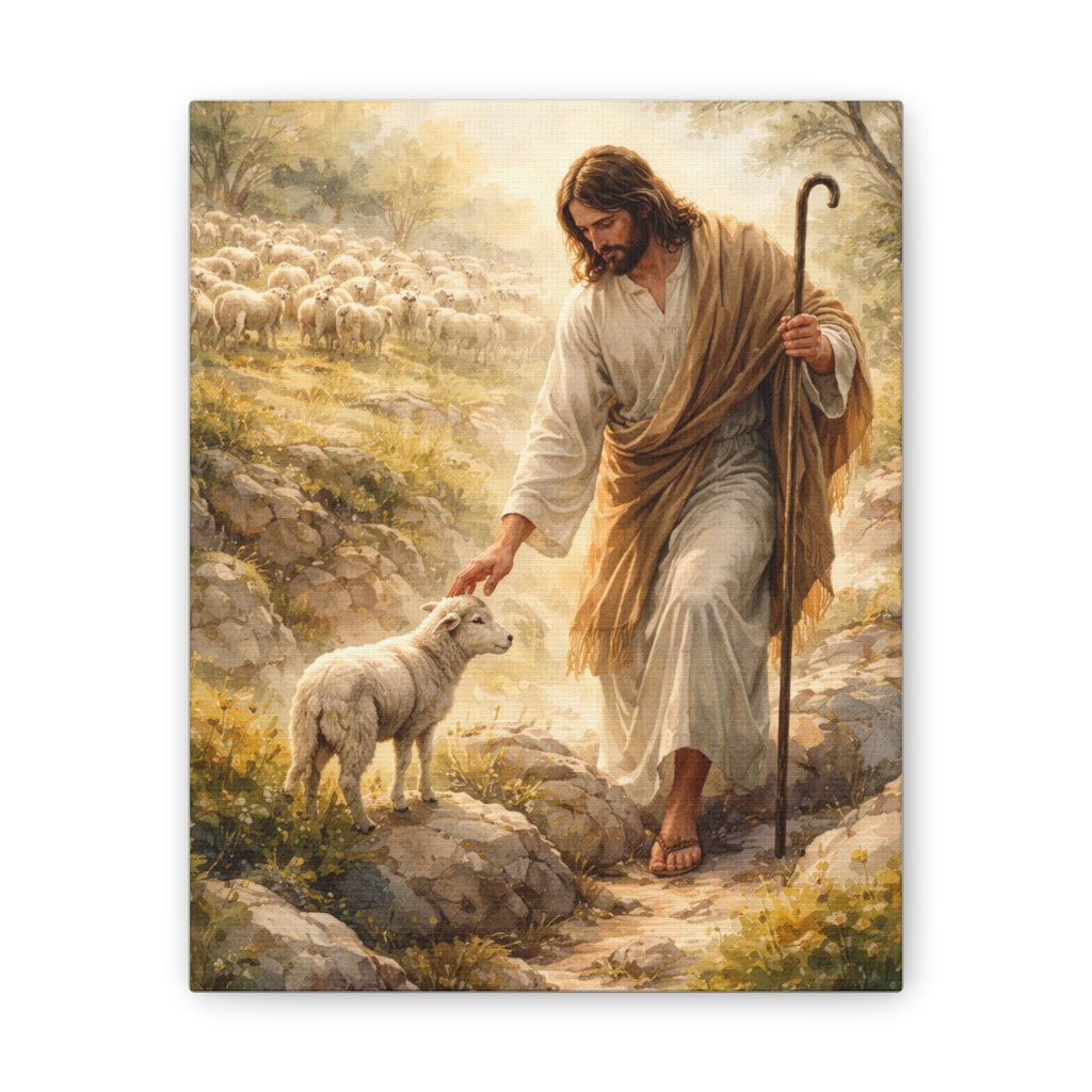 Jesus the Good Shepherd Canvas Wall Art – Christian Religious Home Decor