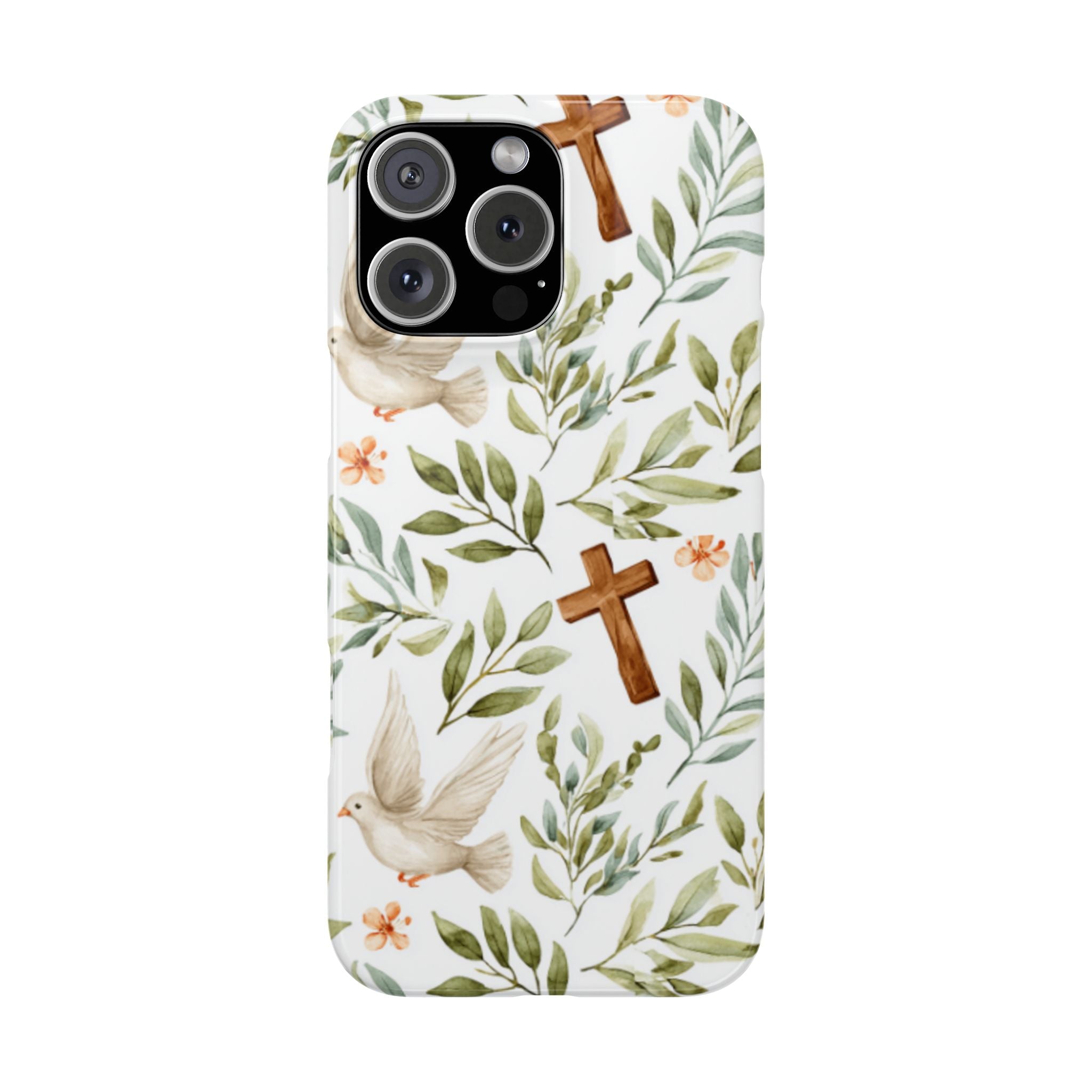 Slim Phone Case — Floral Dove & Cross Christian Design, Bible Verse Gift