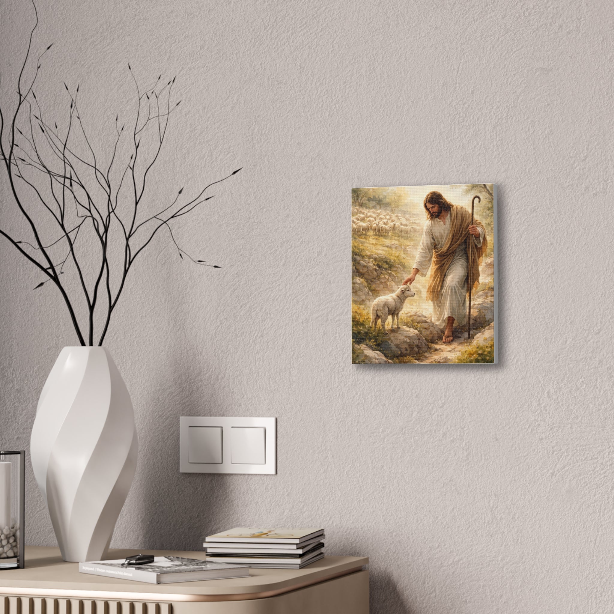 Jesus the Good Shepherd Canvas Wall Art – Christian Religious Home Decor