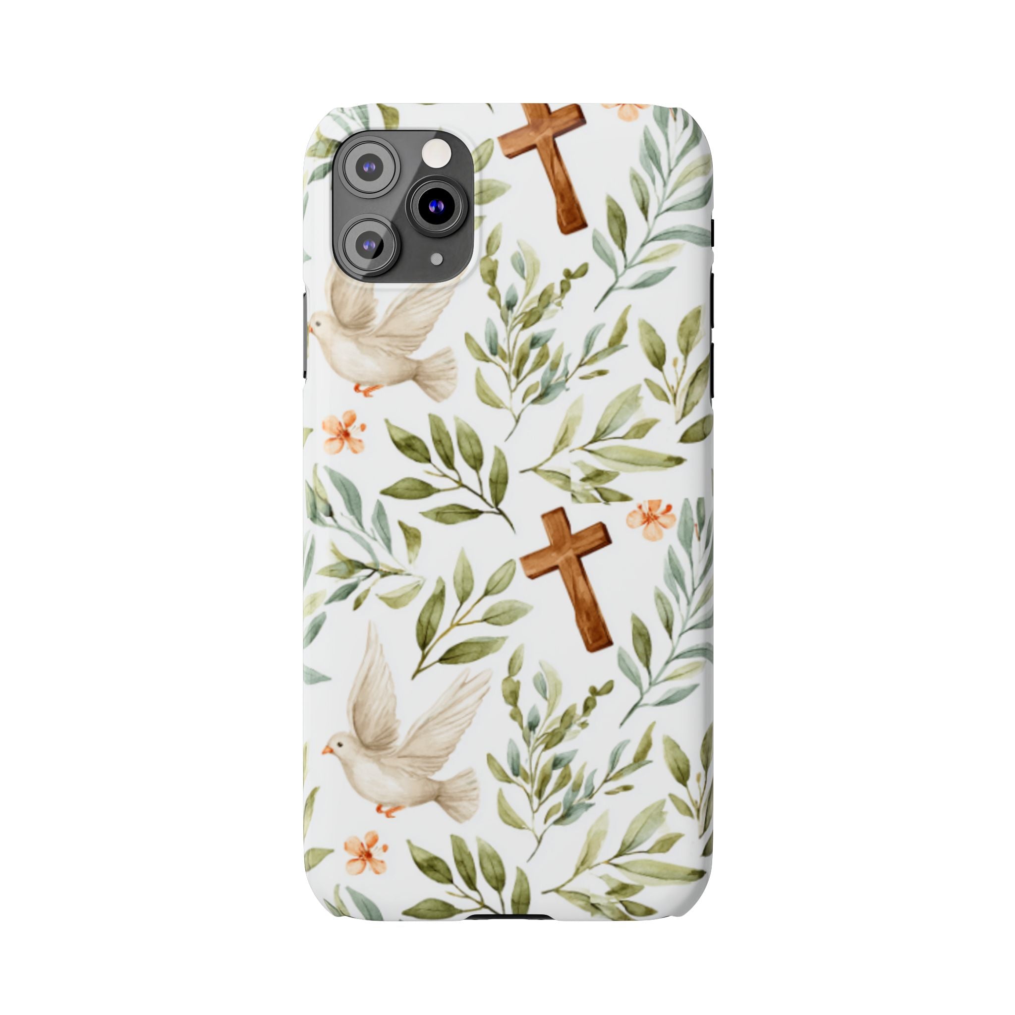 Slim Phone Case — Floral Dove & Cross Christian Design, Bible Verse Gift