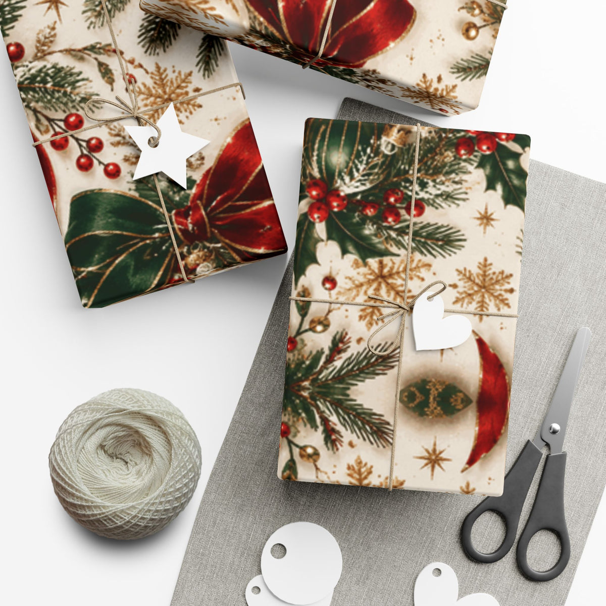 Holiday Poinsettia Gift Wrap Paper — Vintage Floral Christmas Wrapping