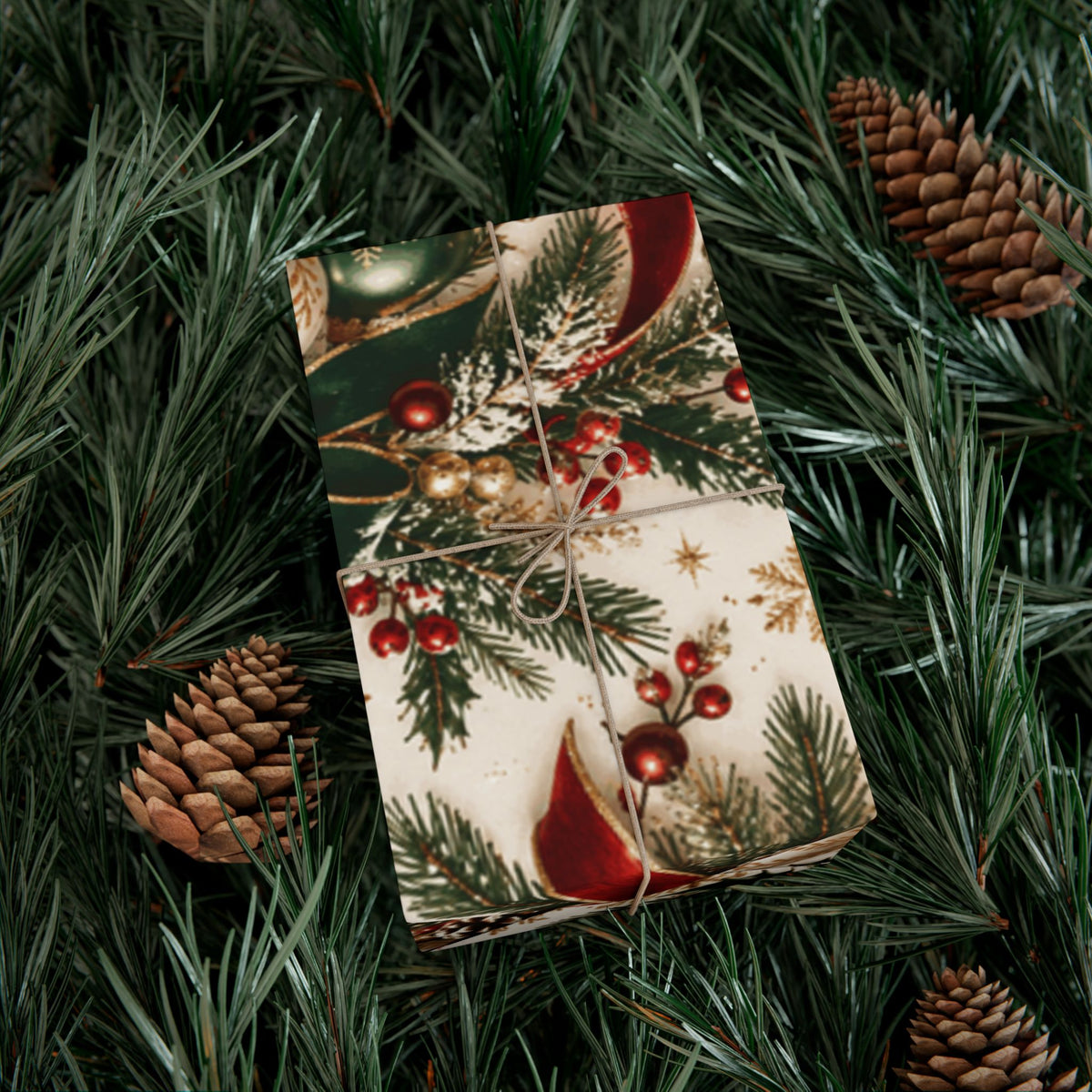 Holiday Poinsettia Gift Wrap Paper — Vintage Floral Christmas Wrapping