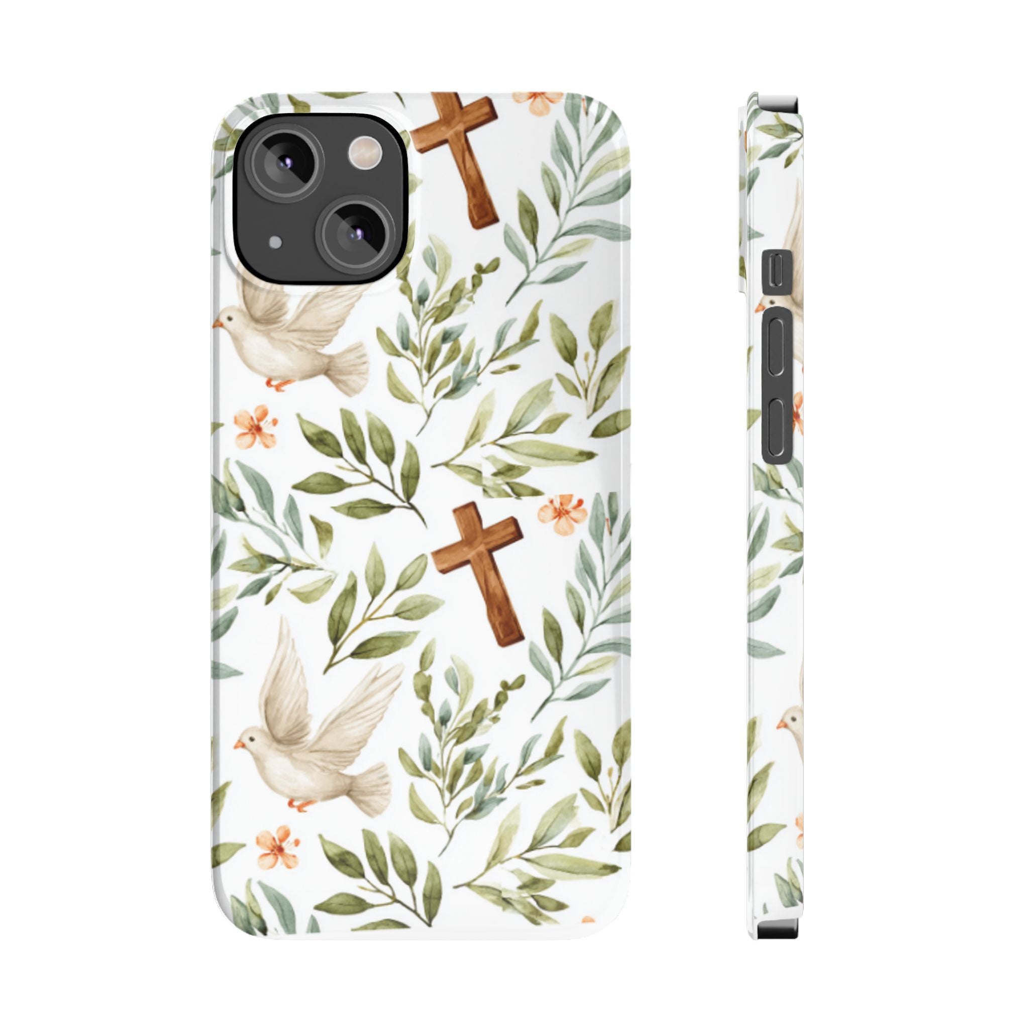Slim Phone Case — Floral Dove & Cross Christian Design, Bible Verse Gift