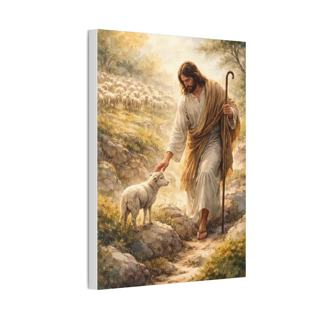 Jesus the Good Shepherd Canvas Wall Art – Christian Religious Home Decor