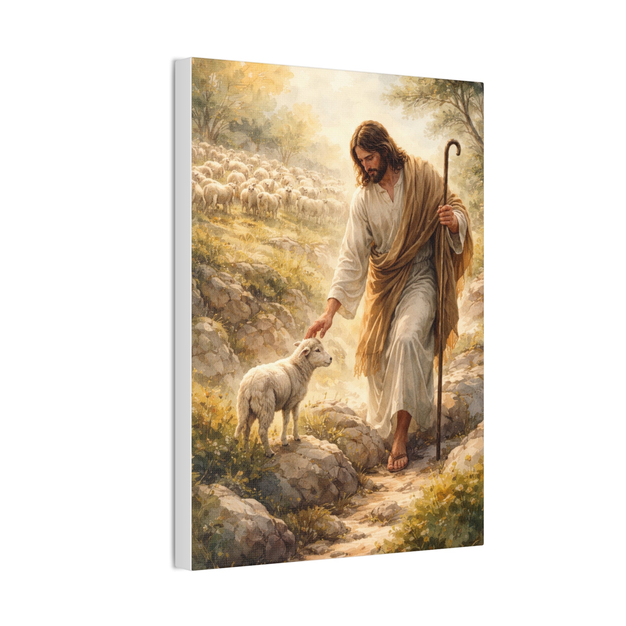 Jesus the Good Shepherd Canvas Wall Art – Christian Religious Home Decor