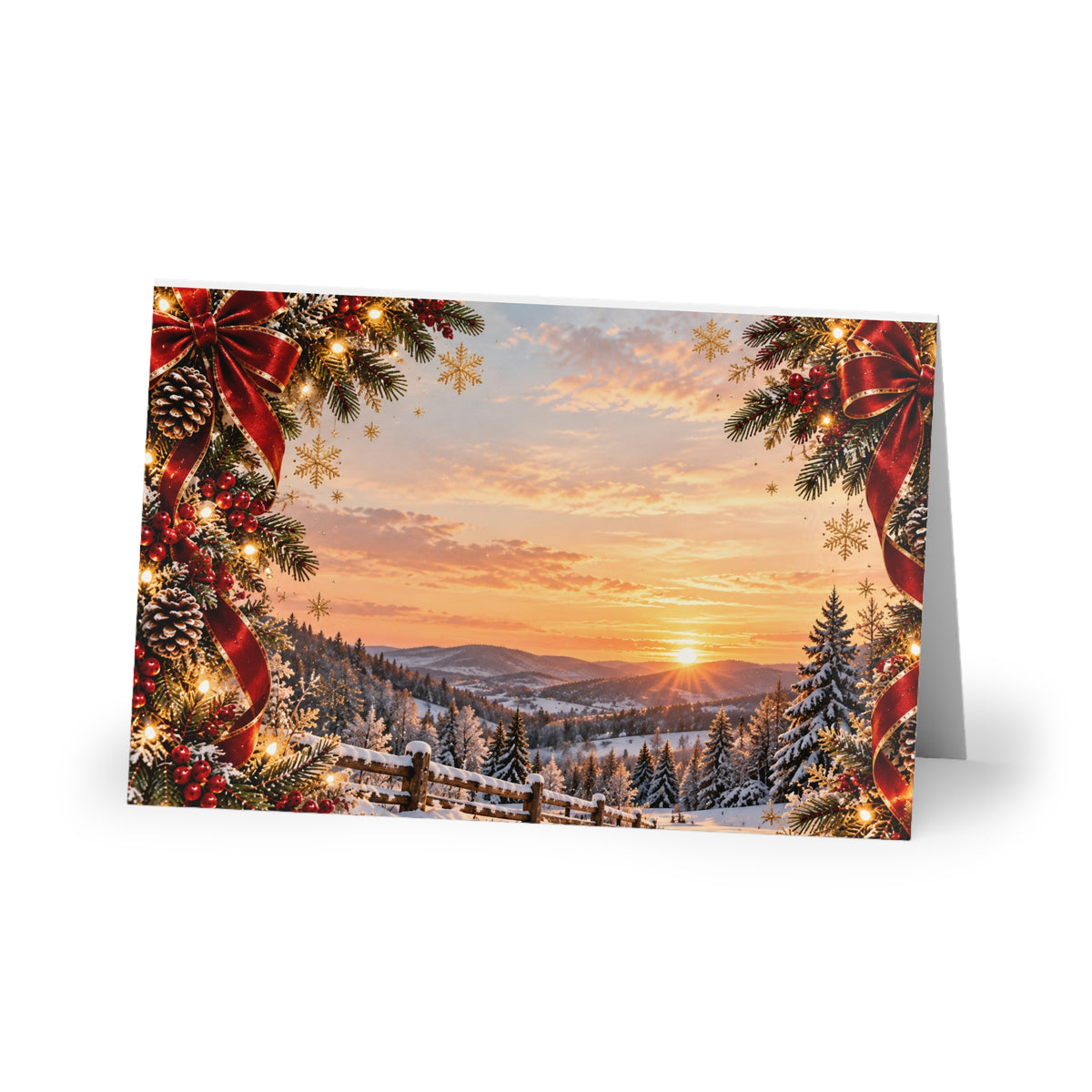 Christmas Greeting Card — Merry Christmas Scenic Village Folded Card (Single or 10-Pack)