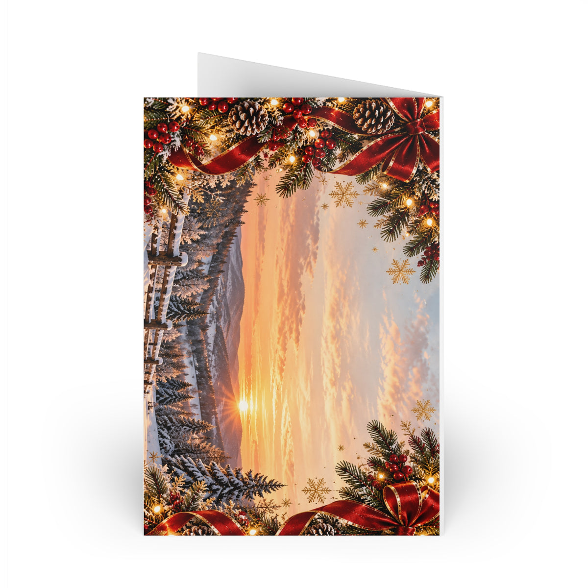 Christmas Greeting Card — Merry Christmas Scenic Village Folded Card (Single or 10-Pack)