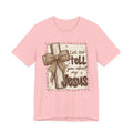 Christian T-Shirt – "Let Me Tell You About My Jesus" Rustic Cross Tee