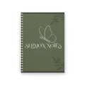 Sermon Notes Spiral Notebook — Olive Green Butterfly Faith Journal