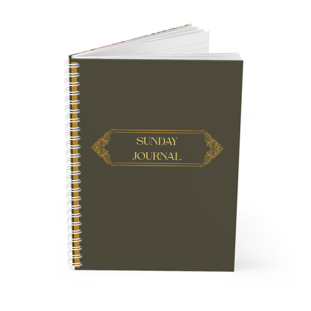 Sunday Journal Spiral Notebook — Vintage Floral Notebook for Reflection & Planning