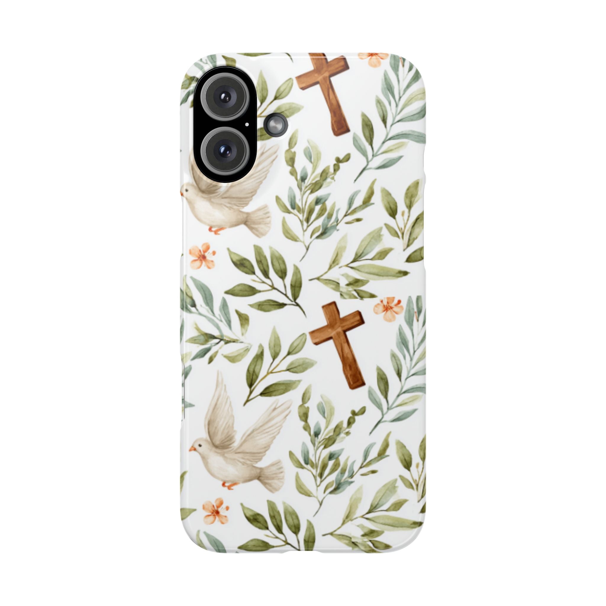 Slim Phone Case — Floral Dove & Cross Christian Design, Bible Verse Gift