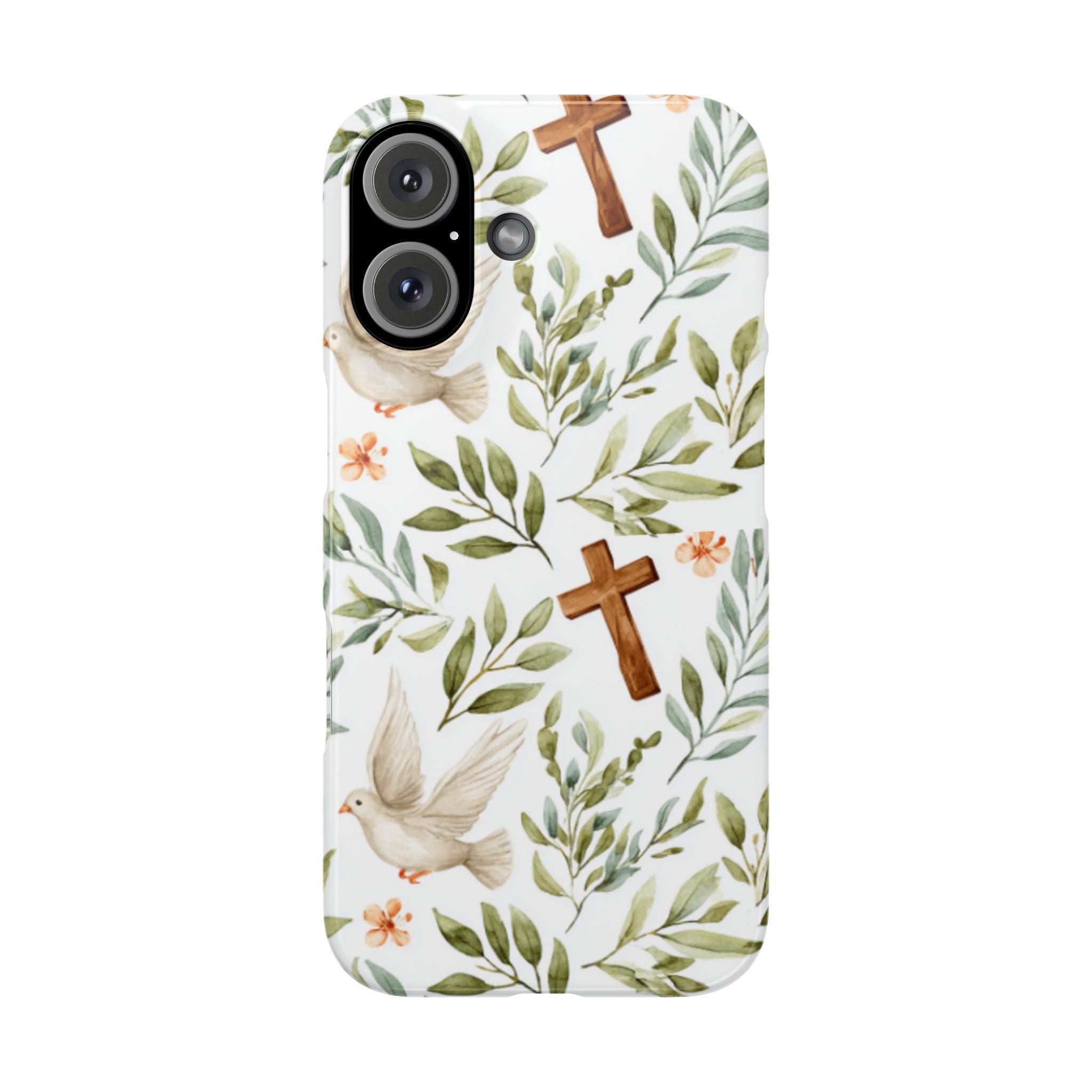 Slim Phone Case — Floral Dove & Cross Christian Design, Bible Verse Gift