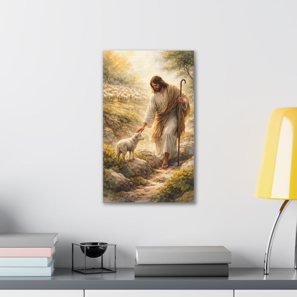 Jesus the Good Shepherd Canvas Wall Art – Christian Religious Home Decor
