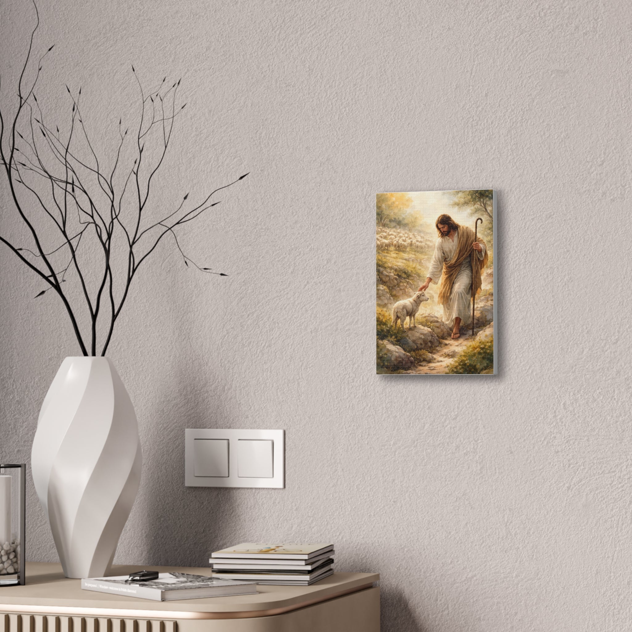 Jesus the Good Shepherd Canvas Wall Art – Christian Religious Home Decor